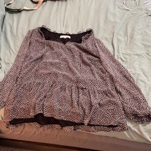 LOFT Black and White Floral Blouse